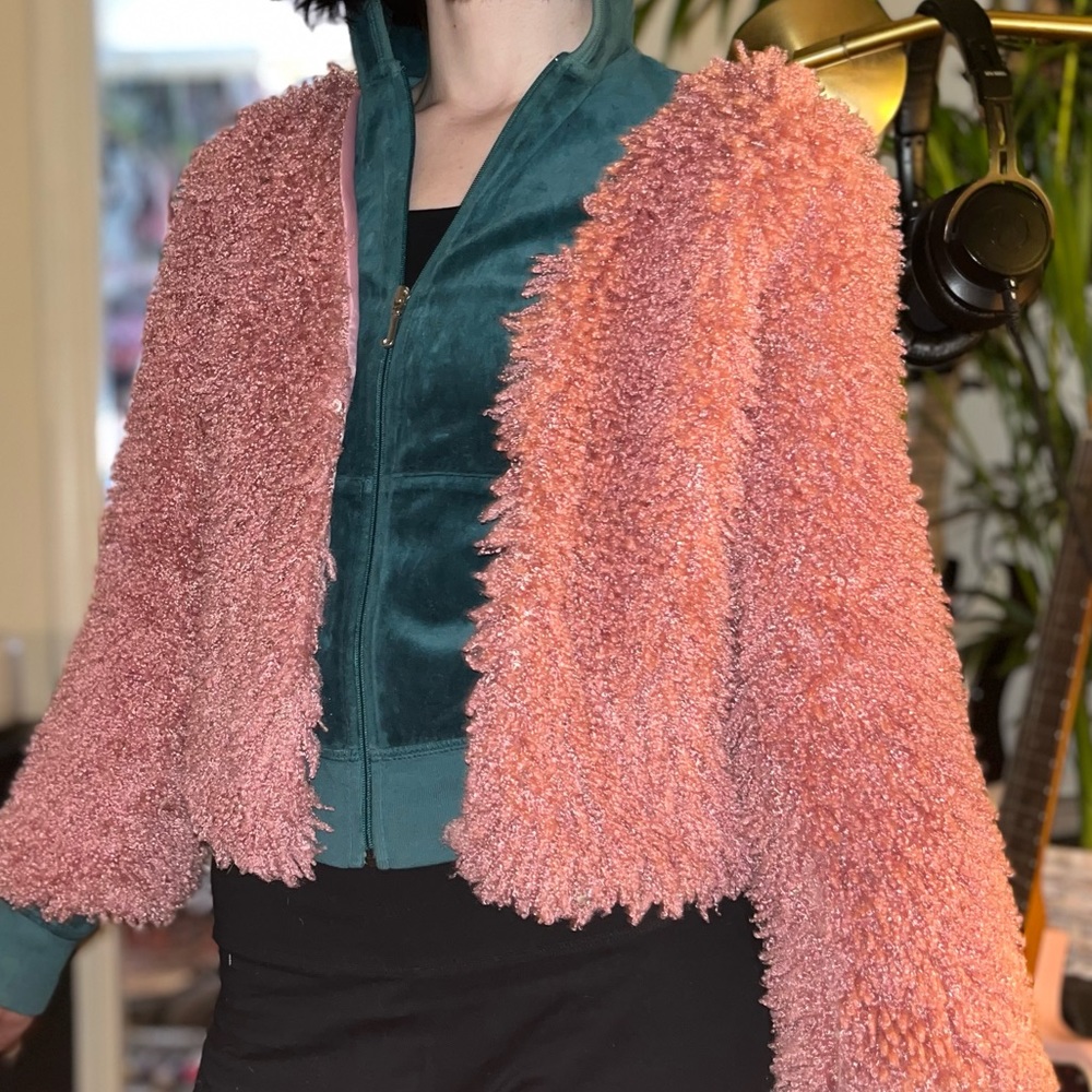 Vintage pink fuzzy bolero